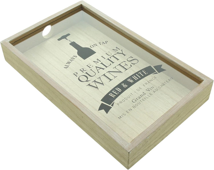 FRANK FLECHTWAREN Korkensammler Wein, MDF, Glas, 21 x 5 x 35 cm | MDF, Glas