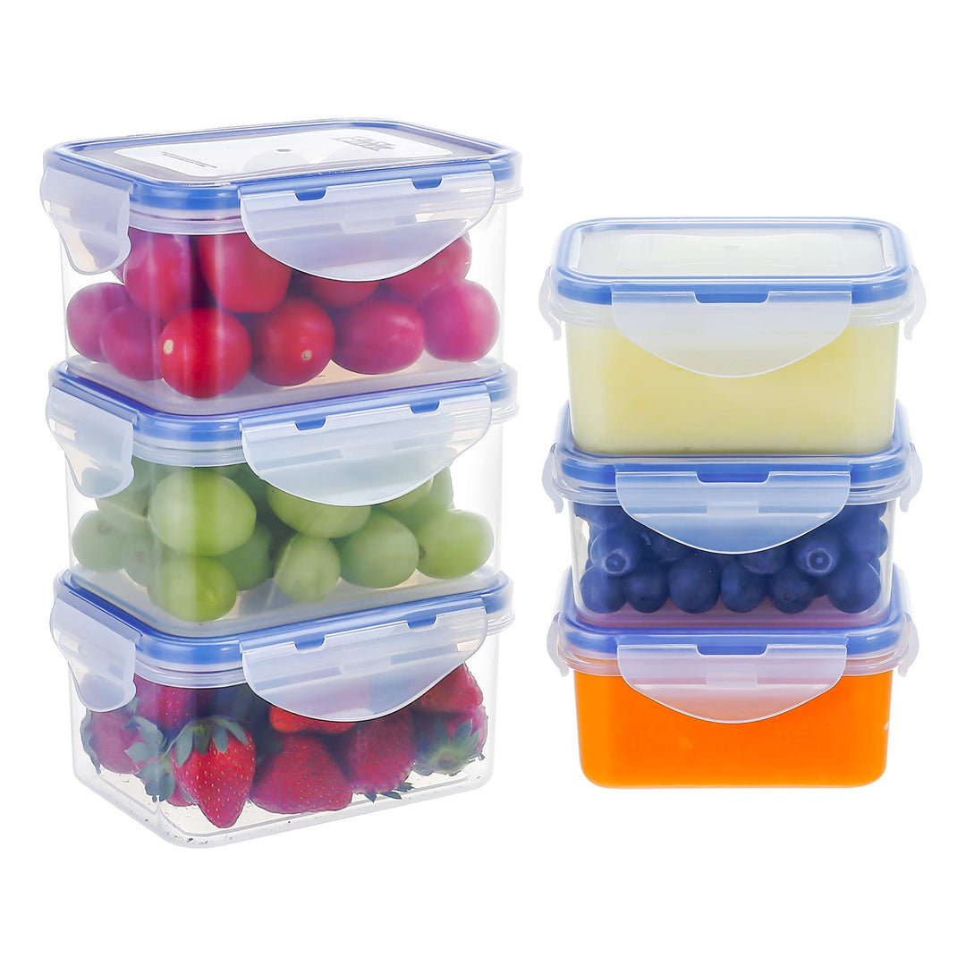 EASYLOCK 6 PACK 500ML/180ML Kunststoff Frischhaltedosen Set mit Deckel, Rechteckige Aufbewahrungsbox