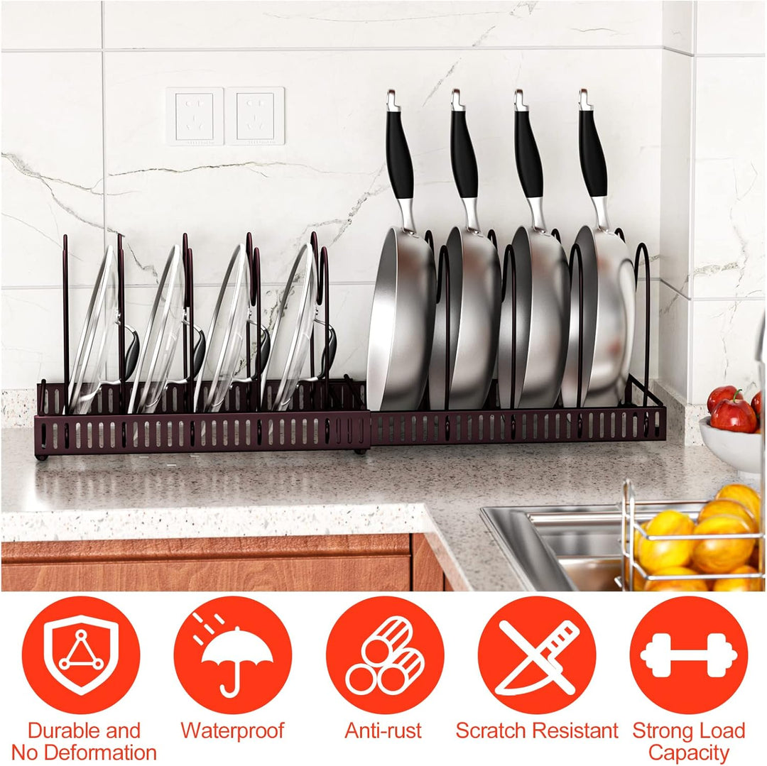 Fousenuk Topfdeckelhalter, Topfdeckel Aufbewahrung mit 10 Verstellbaren Fächern, Küche Pfannen Organ