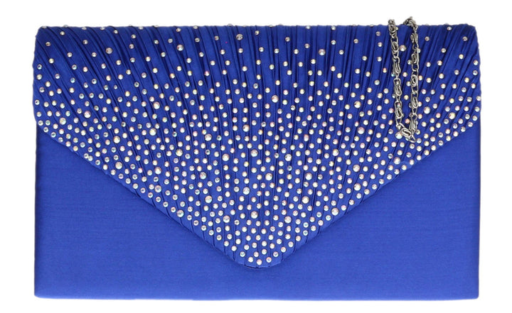 Girly Handbags Plissee-Clutch aus Satin mit Diamant-Schulterkette, eleganter Abschlussball, Hochzeit