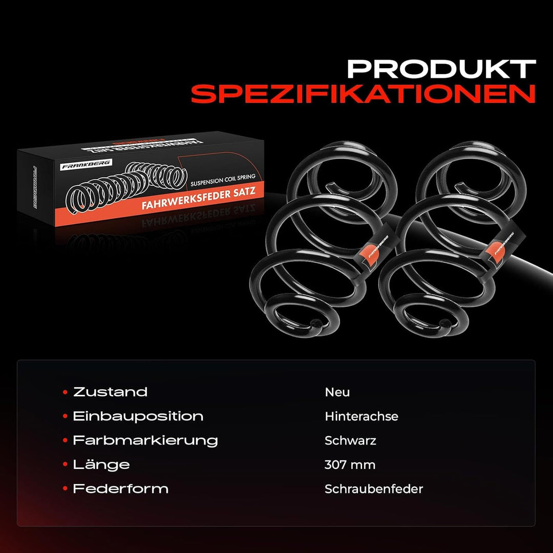 Frankberg 2x Federn Fahrwerksfeder Hinterachse Kompatibel mit Qashqai +2 I J10 NJ10 JJ10E 1.5L 1.6L