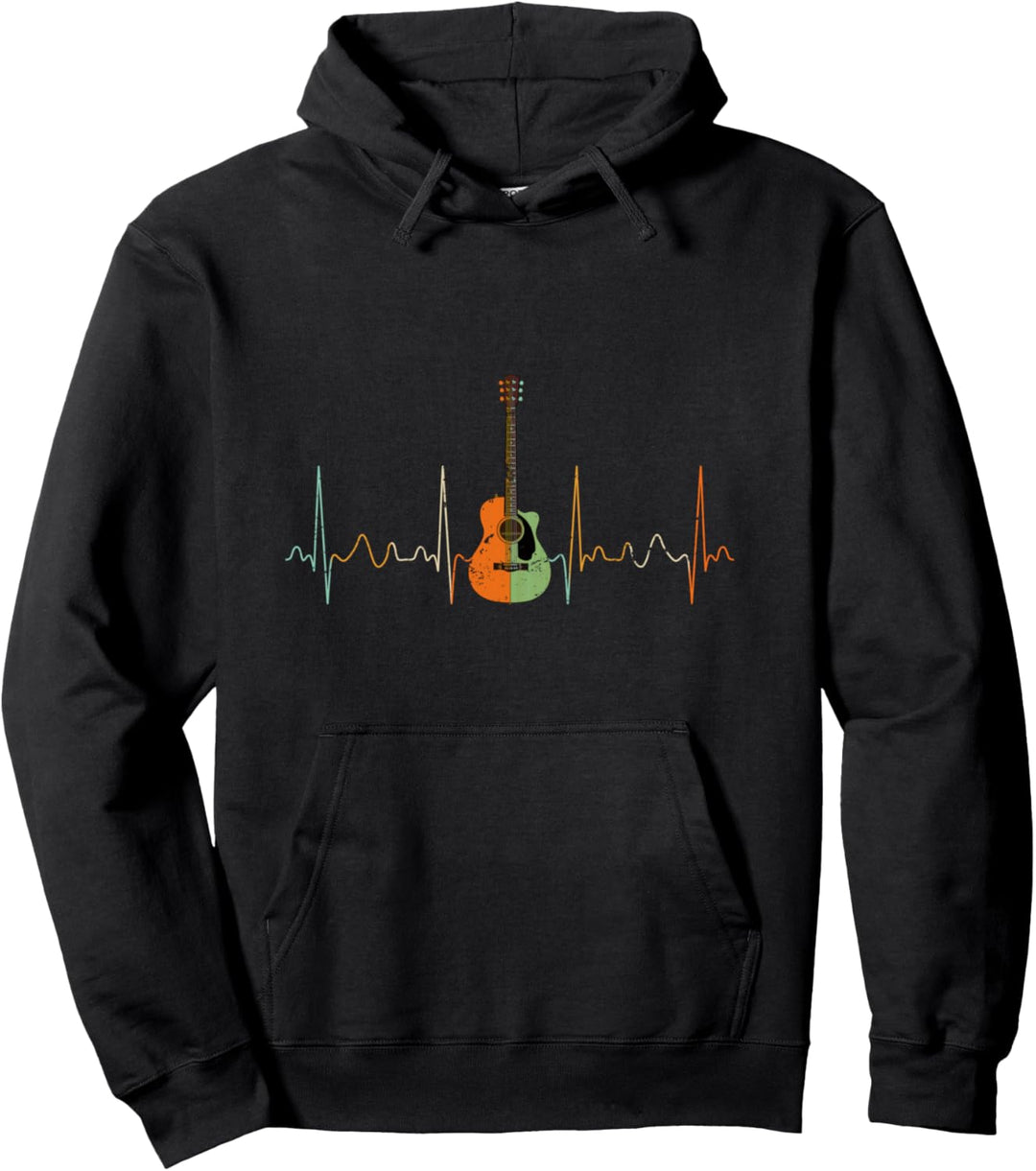 Akustik Gitarrist Rock Musik Geschenk Herzschlag Gitarre Pullover Hoodie
