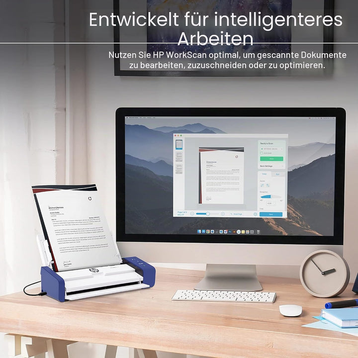 HP Kompakter Desktop Duplex USB Mobiler Dokumenten- &amp; Foto-Scanner mit Auto-Feed Tray für tragbares