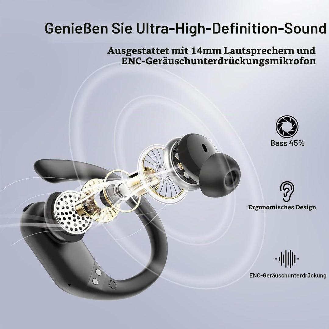 Bluetooth Kopfhörer Sport, 2026 Sport Ohrhörer für Arbeit &amp; Fitness, 60h Spielzeit Kopfhörer Kabello