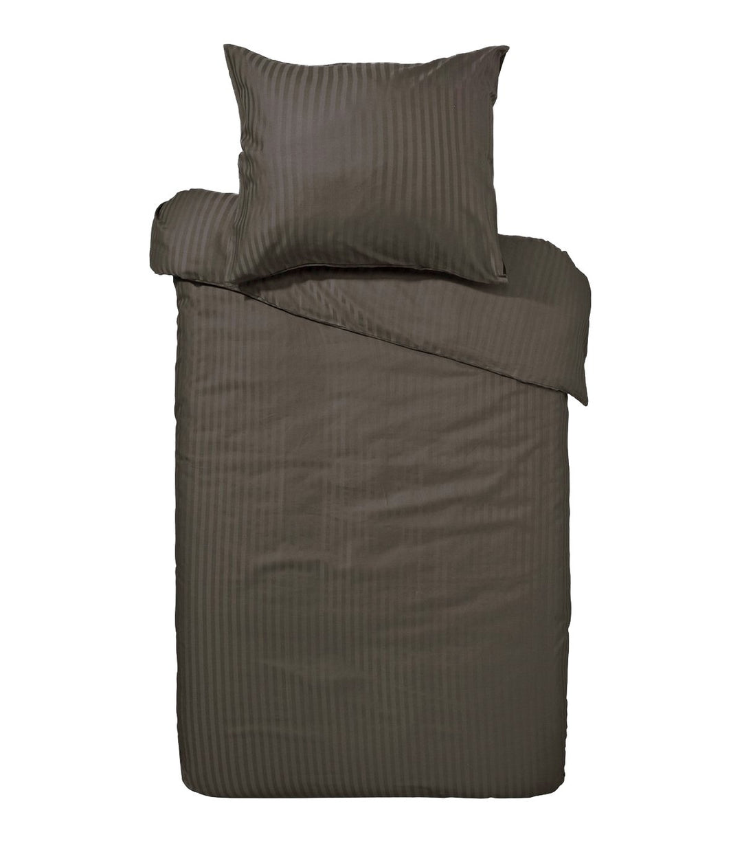 HnL Bettwaesche Uni Stripe Satin Farbe: Erde Dunkel in 1x 200 x 200 und 2x 80x80 cm