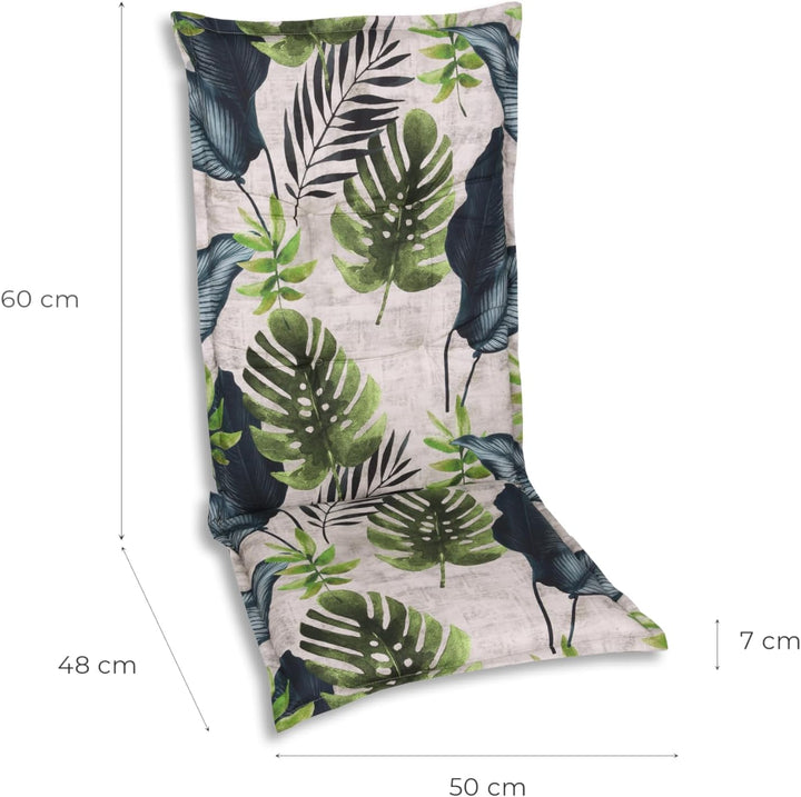 Bequeme und attraktive Polsterauflagen für Mittellehner-Gartenstühle (4er-Set, Palmblatt grün, Mitte