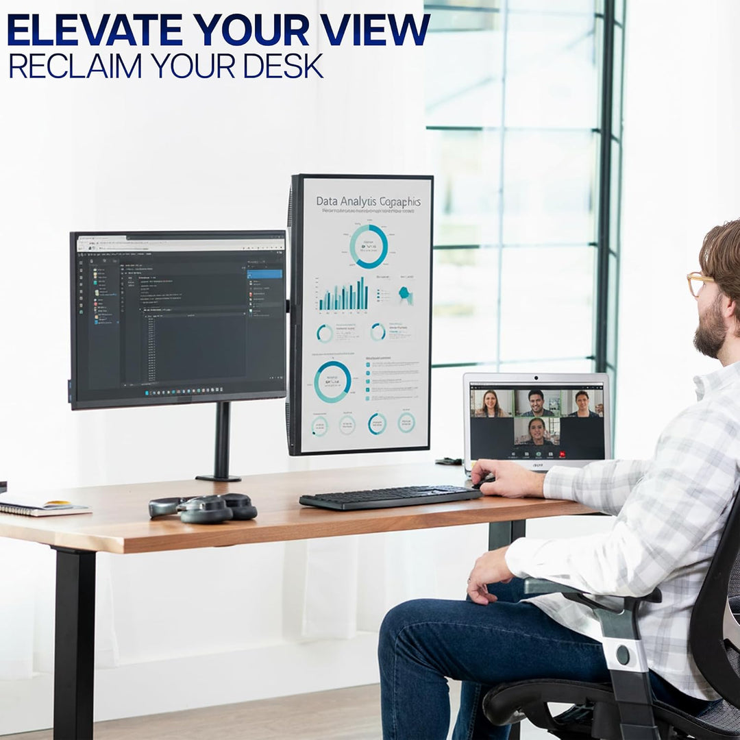VIVO Dual LCD Monitor Desk Mount Stand Heavy Duty Fully Adjustable fits 2 /Two Screens up to 27" Sch