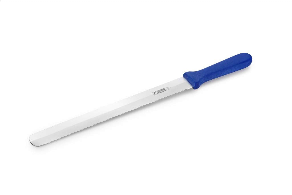 thermohauser Bäckermesser (Stahl, rostfrei), beidseitiger Wellen- und Flachschliff, mit blauem Kunst
