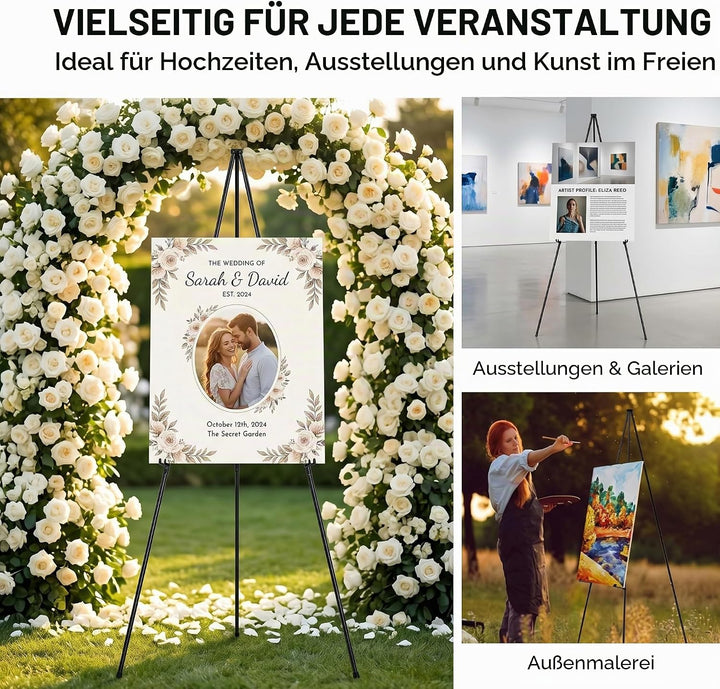 Nicpro Kunst Staffelei zum Ausstellen, 2 Stück, 160 cm Staffelei gross, Metall-Bodenstaffelei, Dreib