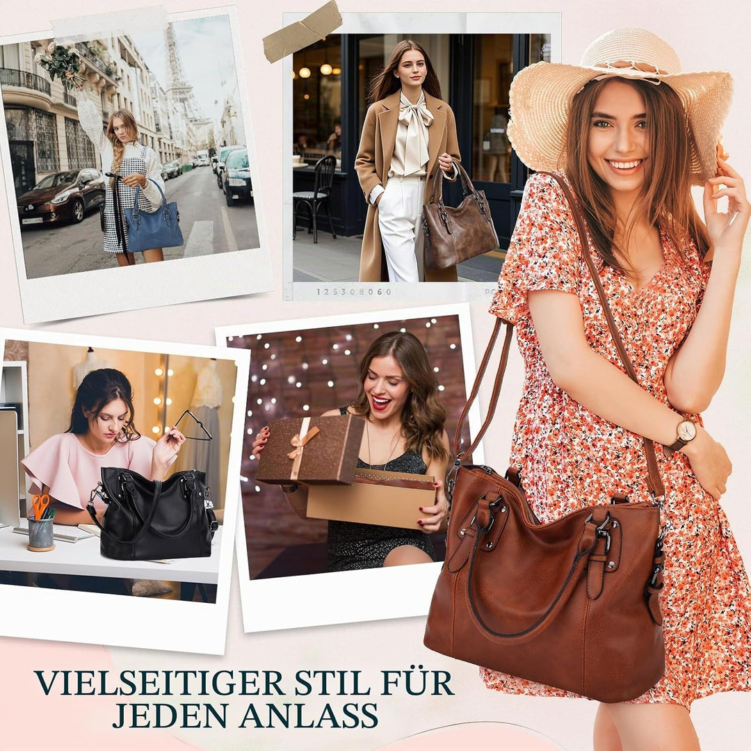MayBlosom Damen Handtasche, Hobo Tasche Shopper PU leder Umhängetasche Schultertasche Geldbörse für