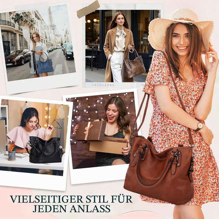 MayBlosom Damen Handtasche, Hobo Tasche Shopper PU leder Umhängetasche Schultertasche Geldbörse für