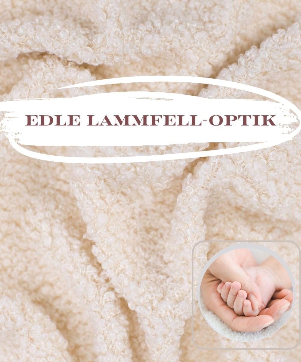 Einschlagdecke Babyschale 80x80cm | Für Neugeborene & Babys bis max. 4 Monate | Kuschel-Bouclé Lammf