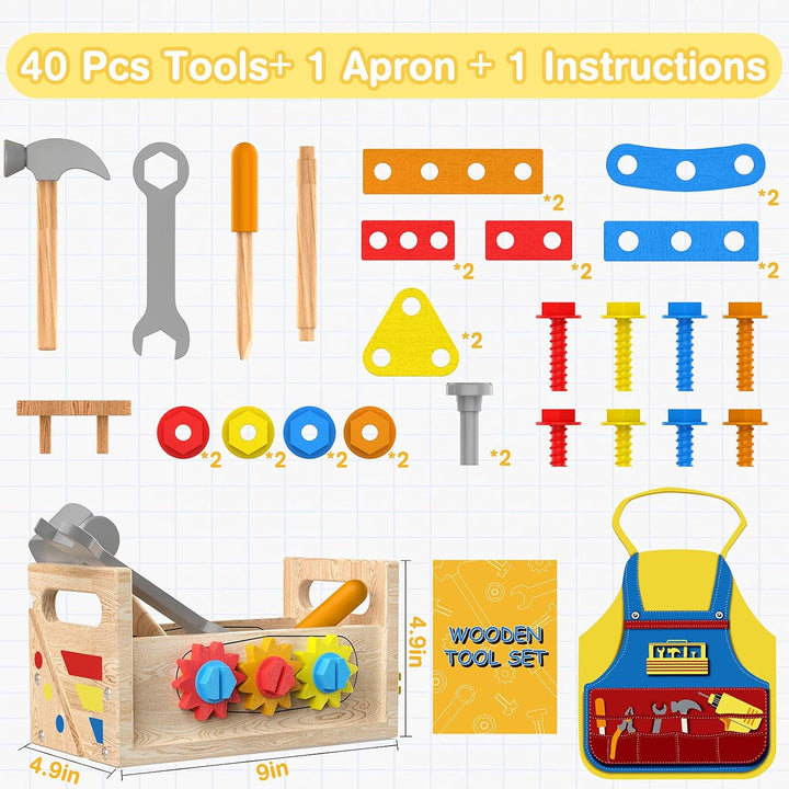 Spielzeug ab 2 Jahre Junge - Werkzeugkoffer Kinder Spielzeug mit Schürze, Montessori Kinderspielzeug