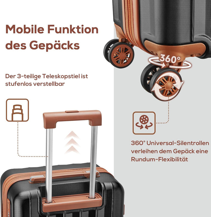 Joyway Koffer Gross Kofferset, Hartschalen Reisekoffer mit Getränkehalter, 4 Rollen TSA-Schloss Der