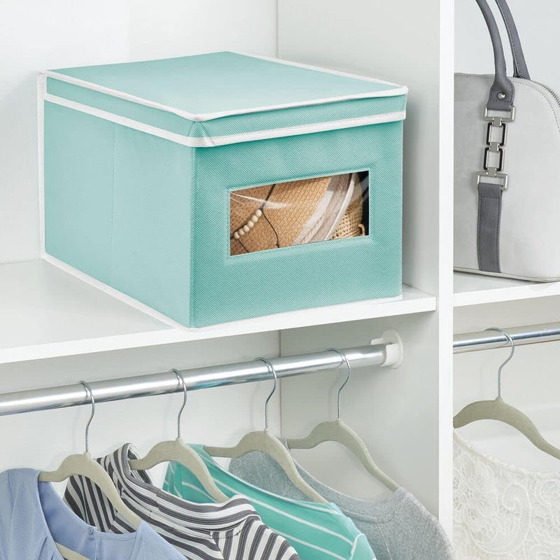 mDesign Stoffbox – praktische Aufbewahrungsbox mit Klappdeckel für Schlaf-, Wohn- oder Badezimmer –