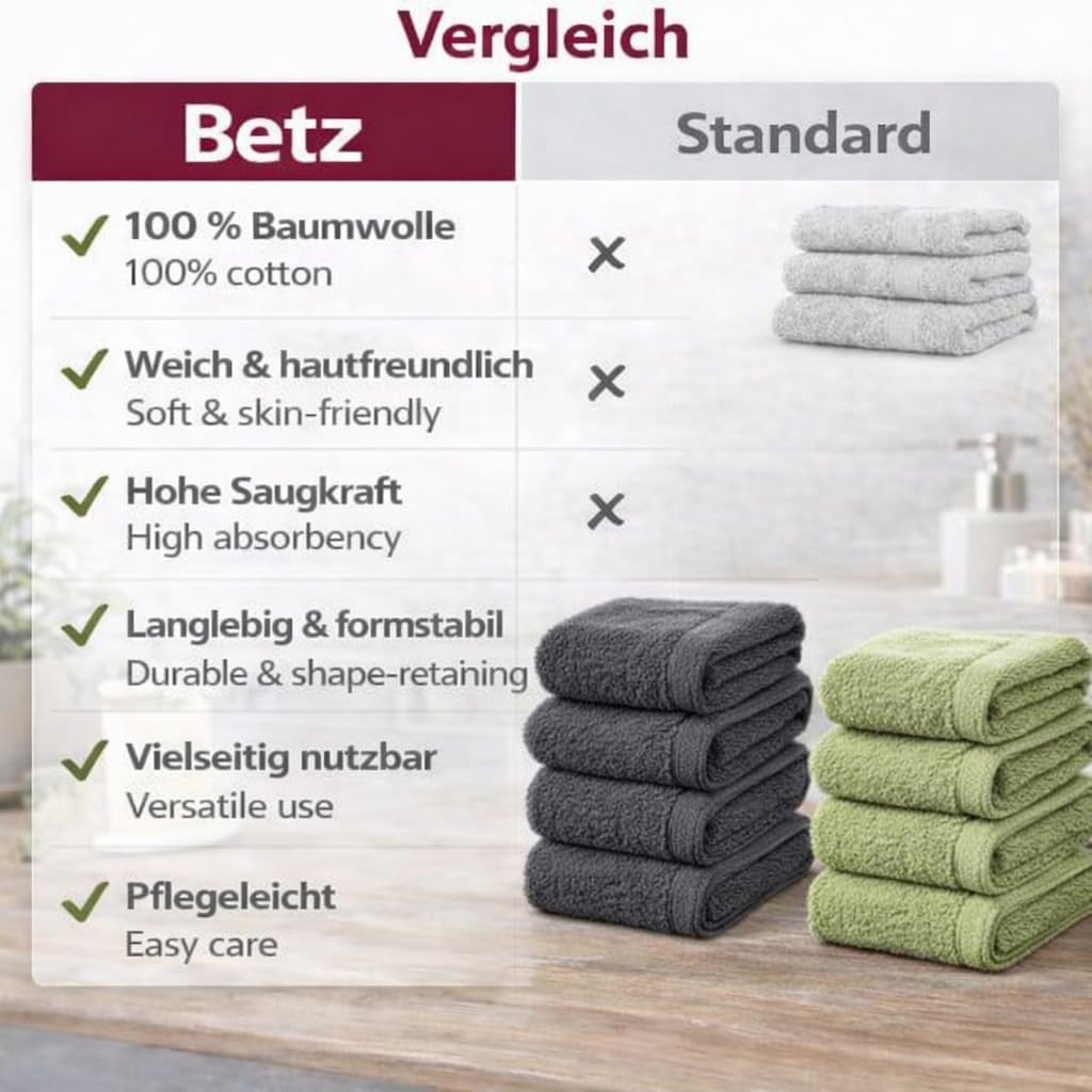 Betz Handtuch 6er Pack Handtücher Set Premium Grösse 50x100 cm 100% Baumwolle - gut trocknend, Gute