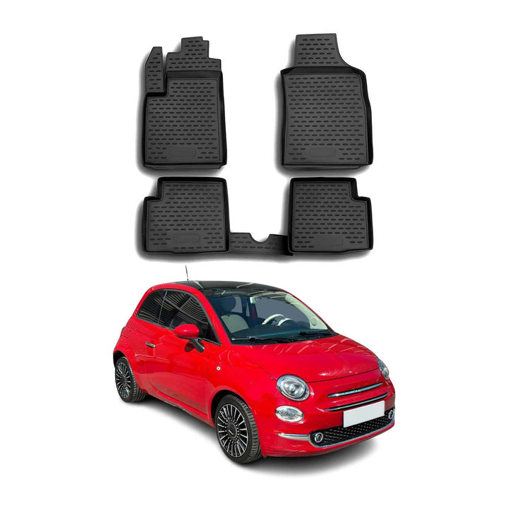 OMAC Gummimatten Fussmatten kompatibel mit FIAT 500 500C 2007-2020 TPE Automatten Schwarz 4X 500 500