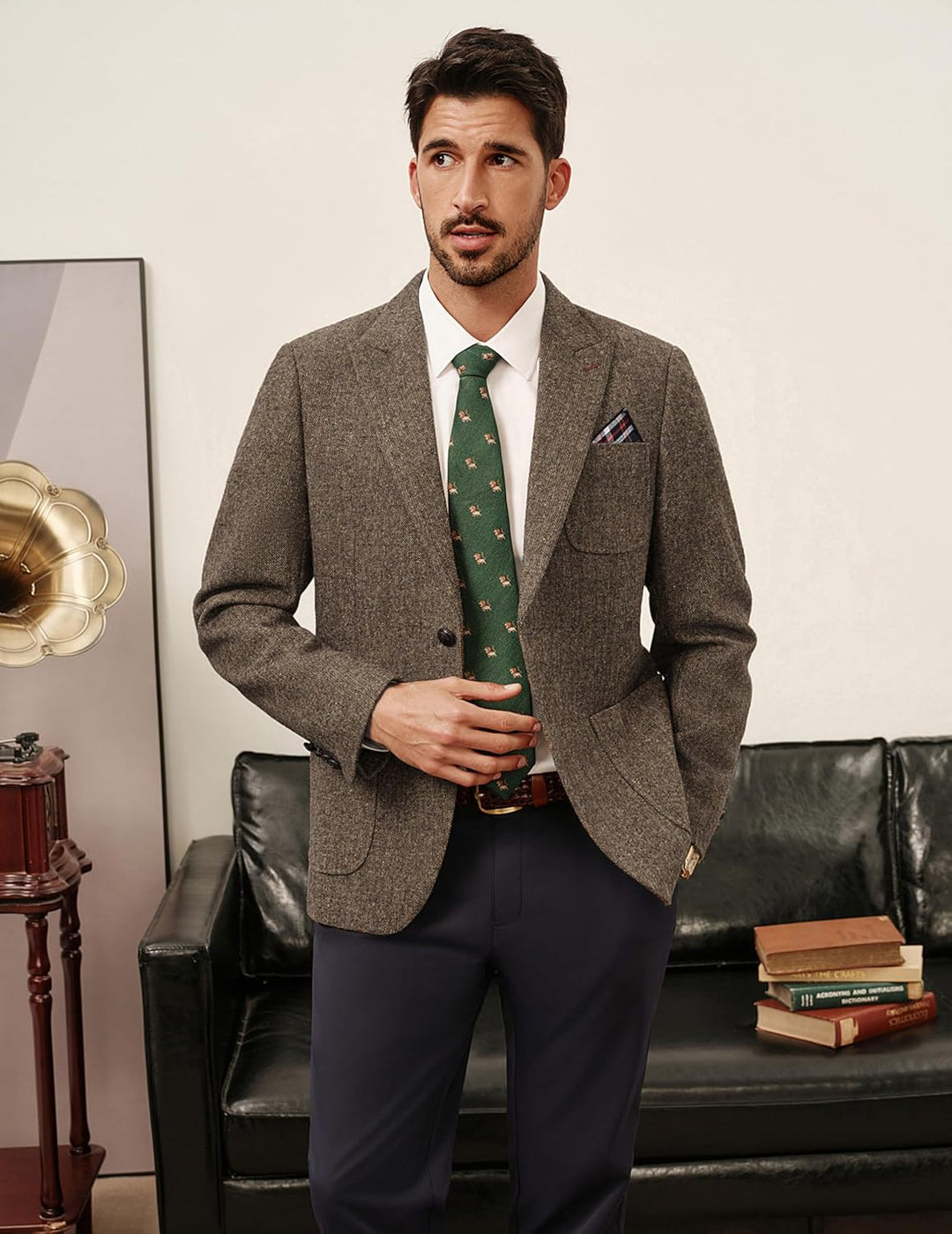 PJ PAUL JONES Sakko Herren 2 Knöpfe Tweed Wolle British Blazer Regular Fit Business Anzugjacke Männe