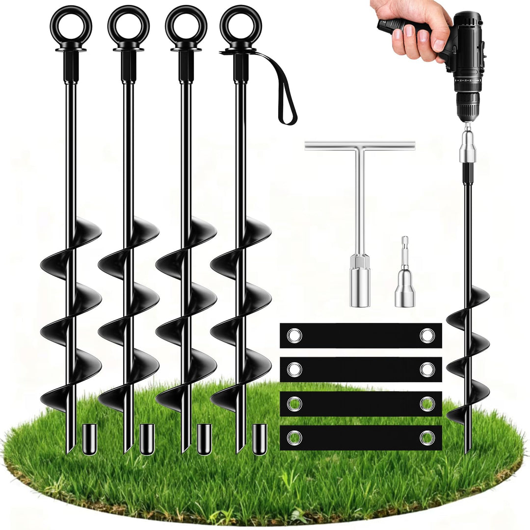 Ewilibe Bodenanker Erdanker 45.7cm Bodenanker aus Stahl Boden Anker Zelt Heavy Duty Trampolin Anchor