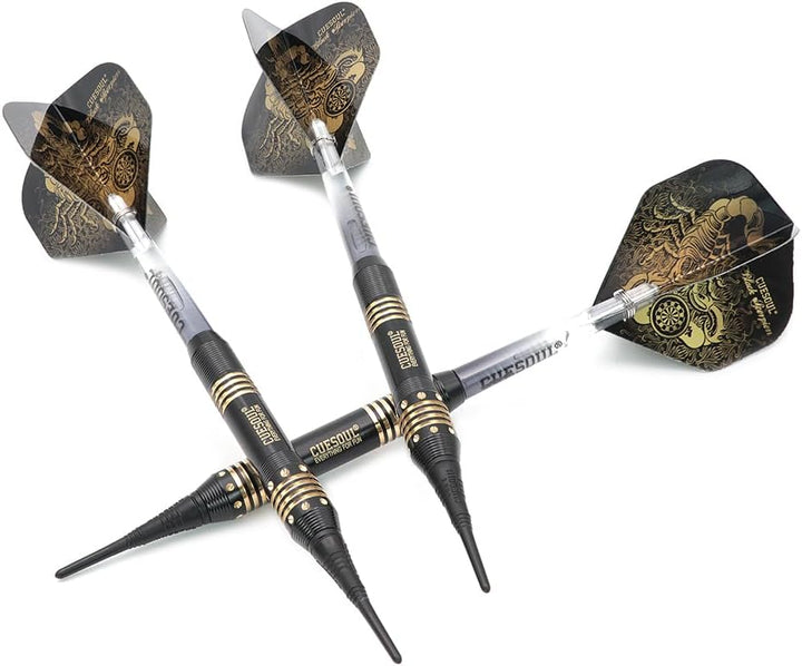 Cuesoul 16 Grams Deluxe Soft Tip Darts Set with Luxury Case（Black Scorpion Series） HX-STL-B2303+D604