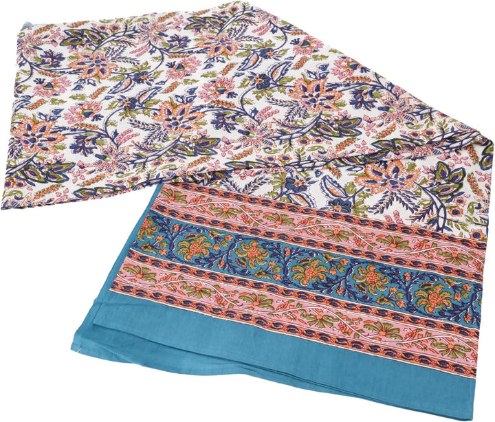 GURU SHOP Blockdruck Tagesdecke, Bett & Sofaüberwurf, Handgearbeiteter Wandbehang, Wandtuch - Design