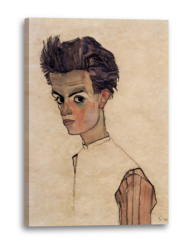 Printed Paintings Leinwand (60x80cm): Egon Schiele - Selbstportrait 60x80 cm, 60x80 cm