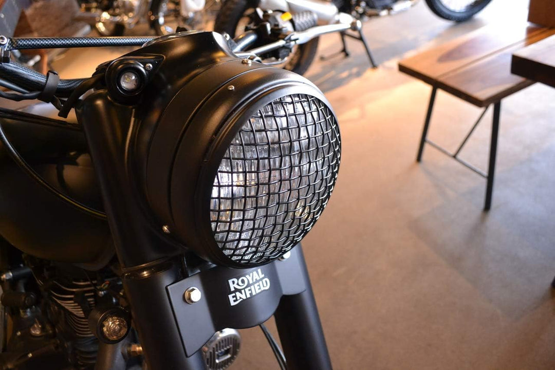 Alchemy Parts Motorrad Netz Metall Grill Abdeckung für 7" Zoll Scheinwerfer - Matt Schwarz für Scram
