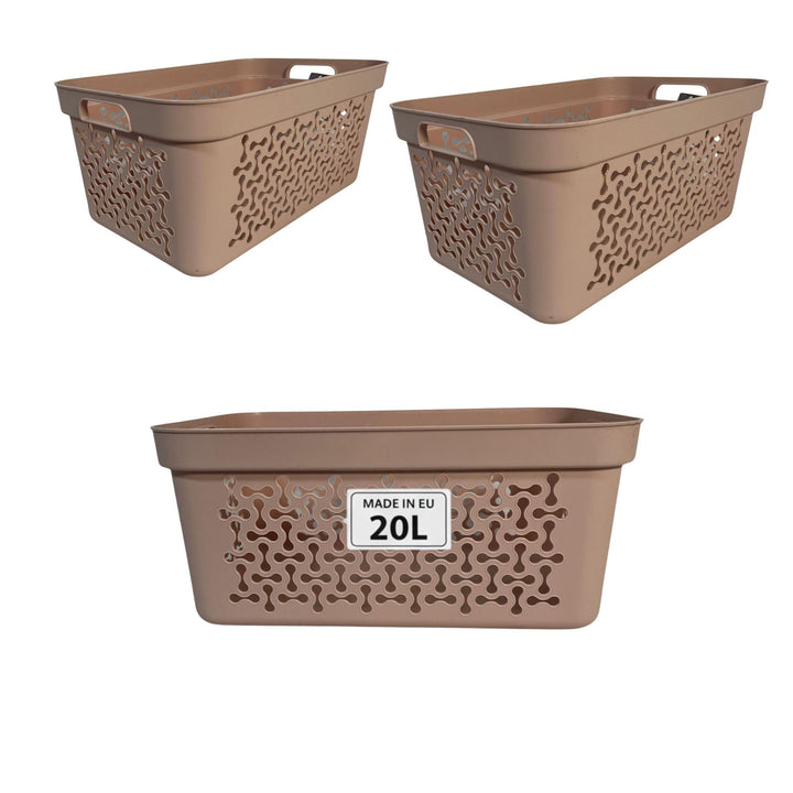 Plastard Wäschekorb 3er Set 20 Liter Pink aus Kunststoff mit Griffen | Stapelbar, robust &amp; leicht zu