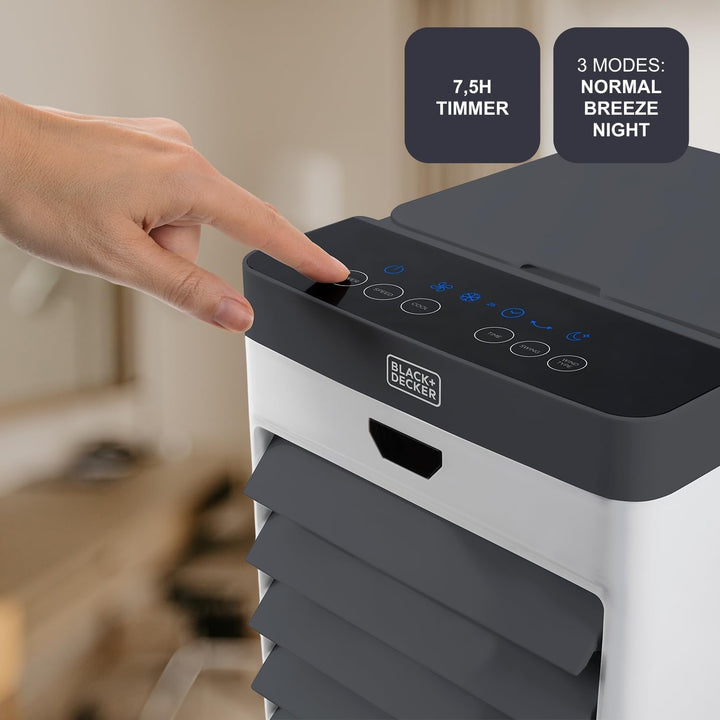 Black+Decker BXAC50E Verdunstungs-Klimagerät, Ventilator, Luftbefeuchter, 4 Eisbehälter, 5 l, 3 Gesc
