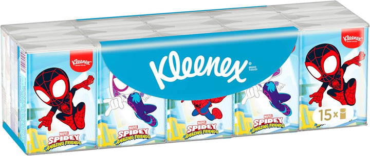 Kleenex Disney Mini-Taschentücher für Kinder, Marvel und Frozen Mix, 4-lagig, 15 x 20 Packungen à 7