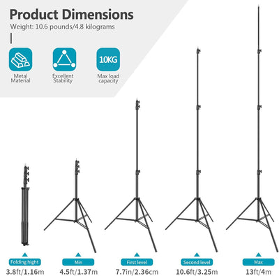 Neewer Heavy Duty Light Stand, Aluminiumlegierung 4m einstellbare Fotografie Stativ mit eingebautem