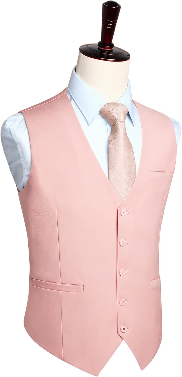 HISDERN Herren Formale Hochzeit Party Weste Baumwolle Einfarbig Weste 3XL Z1 - Rosa, 3XL Z1 - Rosa