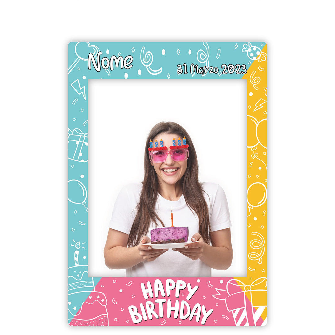 Bilderrahmen für Selfies, personalisierbar, 70 x 100 cm, Motiv: Happy Birthday Graf 14 70_x_100_cm H