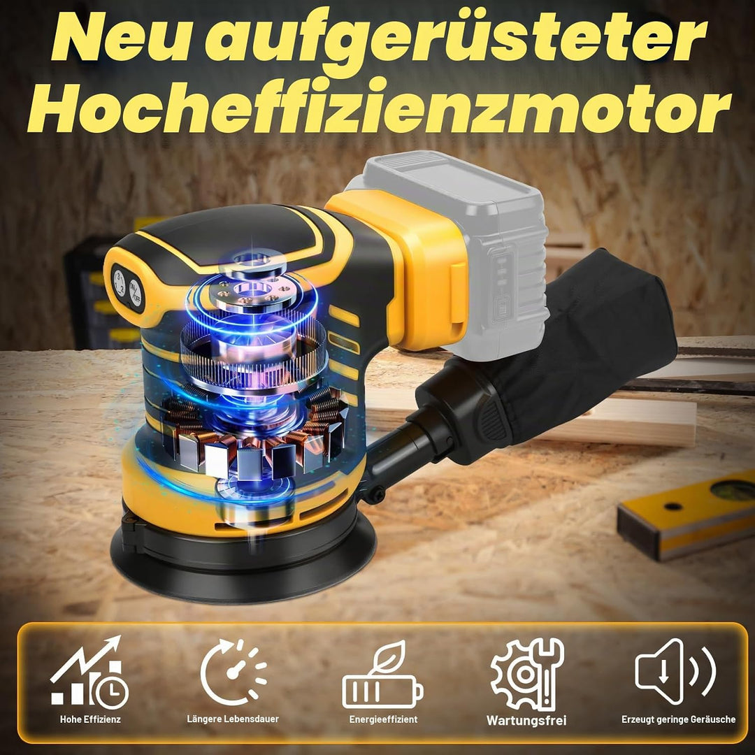 Exzenterschleifer für DeWalt 20V Akku(no Akku),125mm Schleifmaschine, 3 Geschwindigkeiten 7,000-11,0