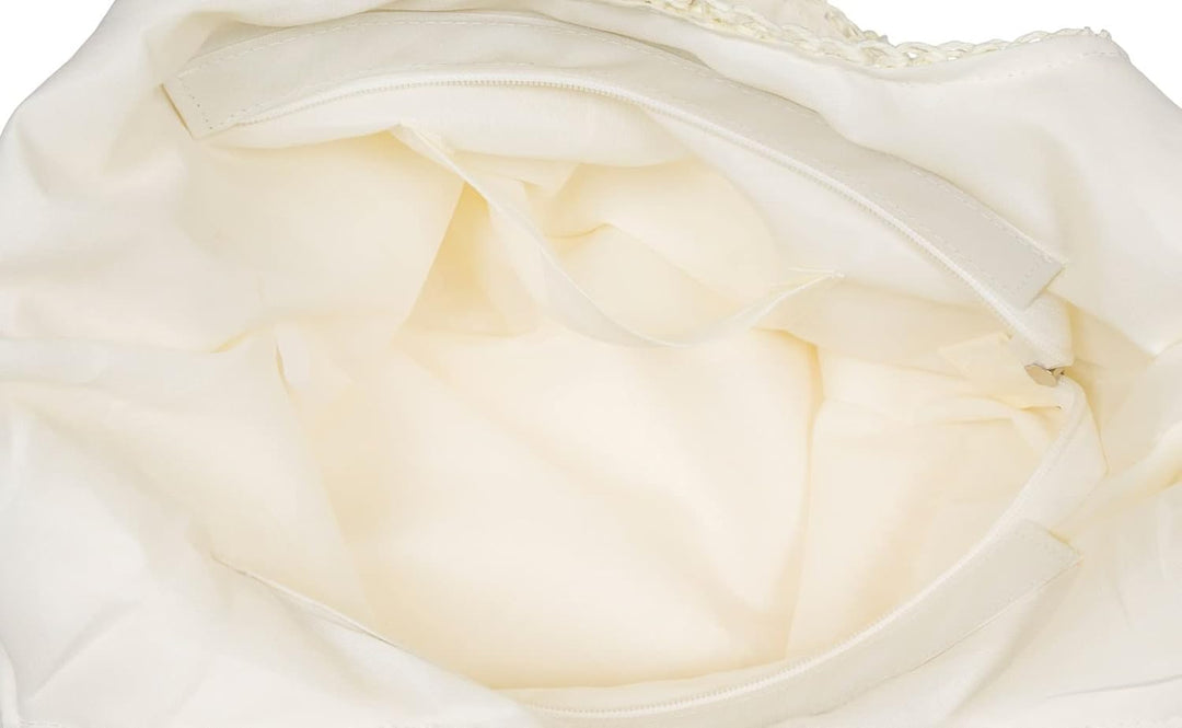 styleBREAKER Damen Papierstroh Schultertasche mit langen Henkeln, Strandtasche, Korbtasche, Flechtta