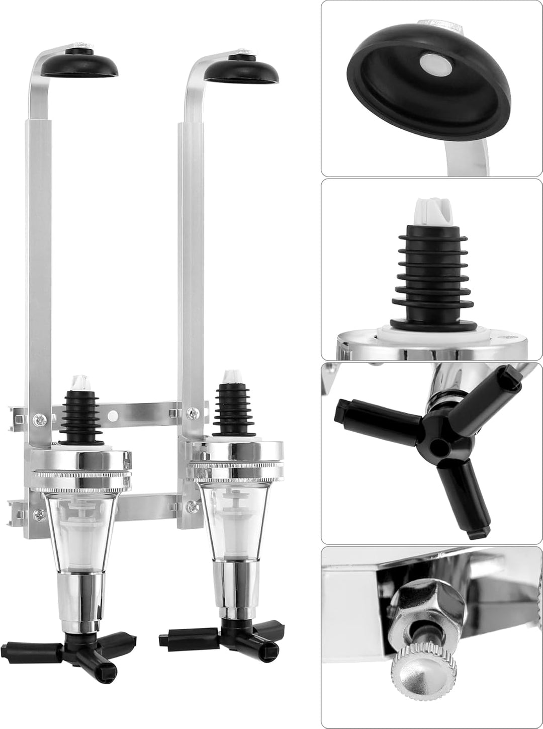 QWORK® Doppelkopfspender, Wand Montierter Flaschenhalter, Aluminiumlegierung, für Bar, Party