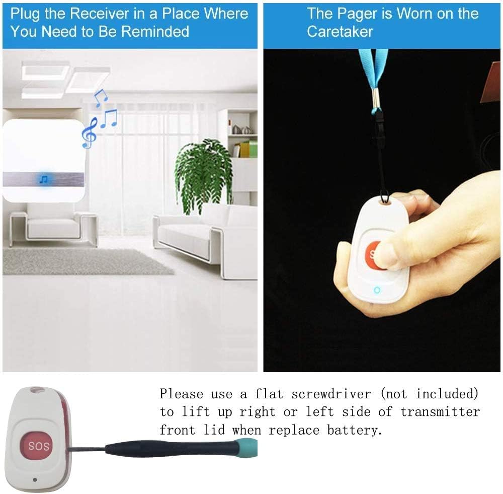 ALEENFOON Haus Wireless Mobiler Alarm Notruf Knopf Plug-in-Version Hausnotruf Panikalarm Funkalarm f