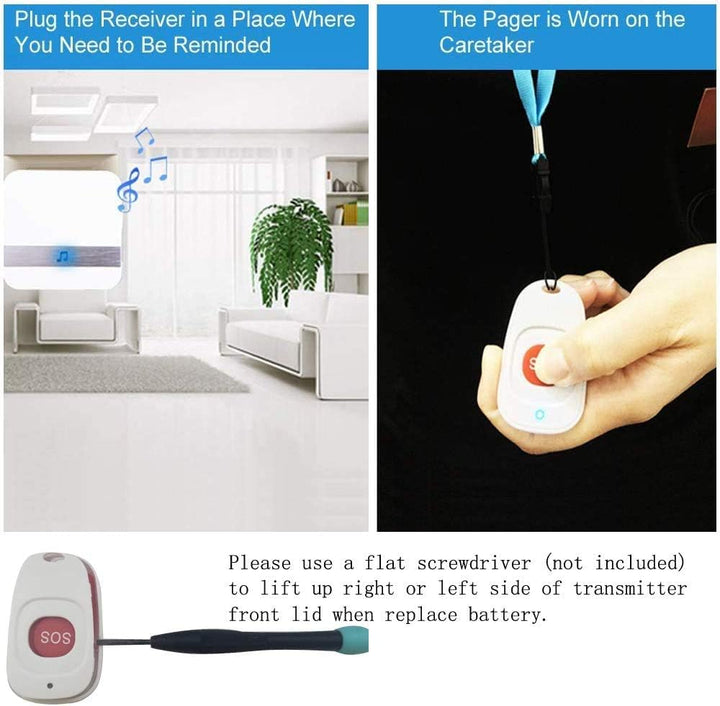 ALEENFOON Haus Wireless Mobiler Alarm Notruf Knopf Plug-in-Version Hausnotruf Panikalarm Funkalarm f