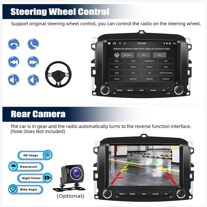 2G+64G CAMECHO Android 13 Autoradio für FIAT 500L 2013-2018 mit Navi Wireless Carplay Android Auto,7