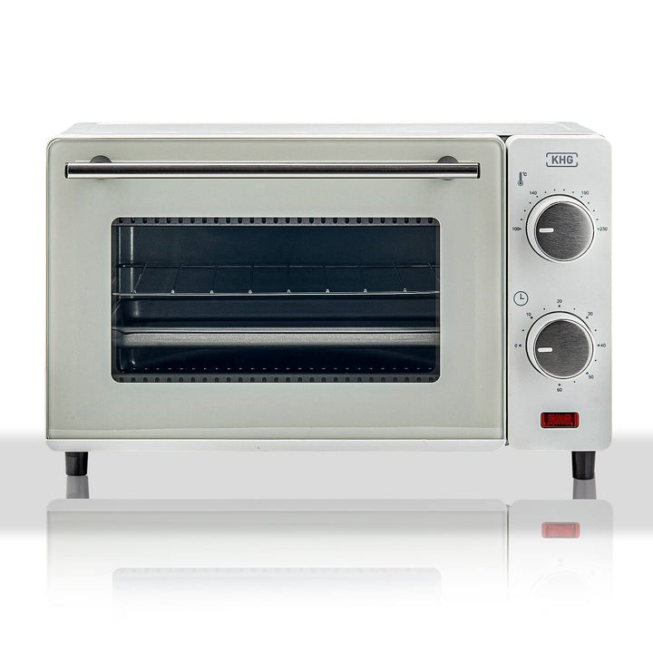 KHG Minibackofen MBO-10W aus Metall in weiss mit Ober-/Unterhitze, 10l Garraum, 650 Watt, inkl. Time