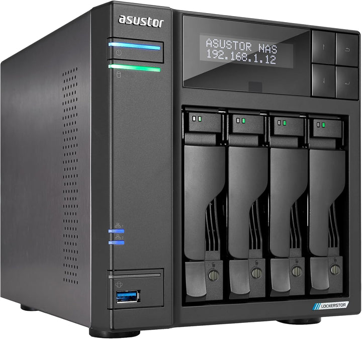 Asustor Lockerstor 4 Gen2+ AS6704T v2 4 Bay NAS Storage, Intel Quad-Core 2.0GHz CPU, Dual 5GbE Ports