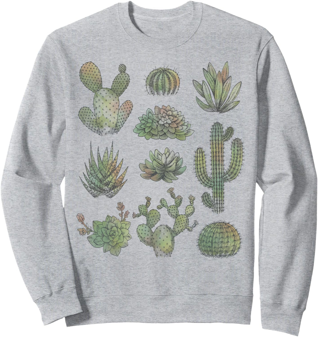 Trendy Watercolor Cactus Sweatshirt