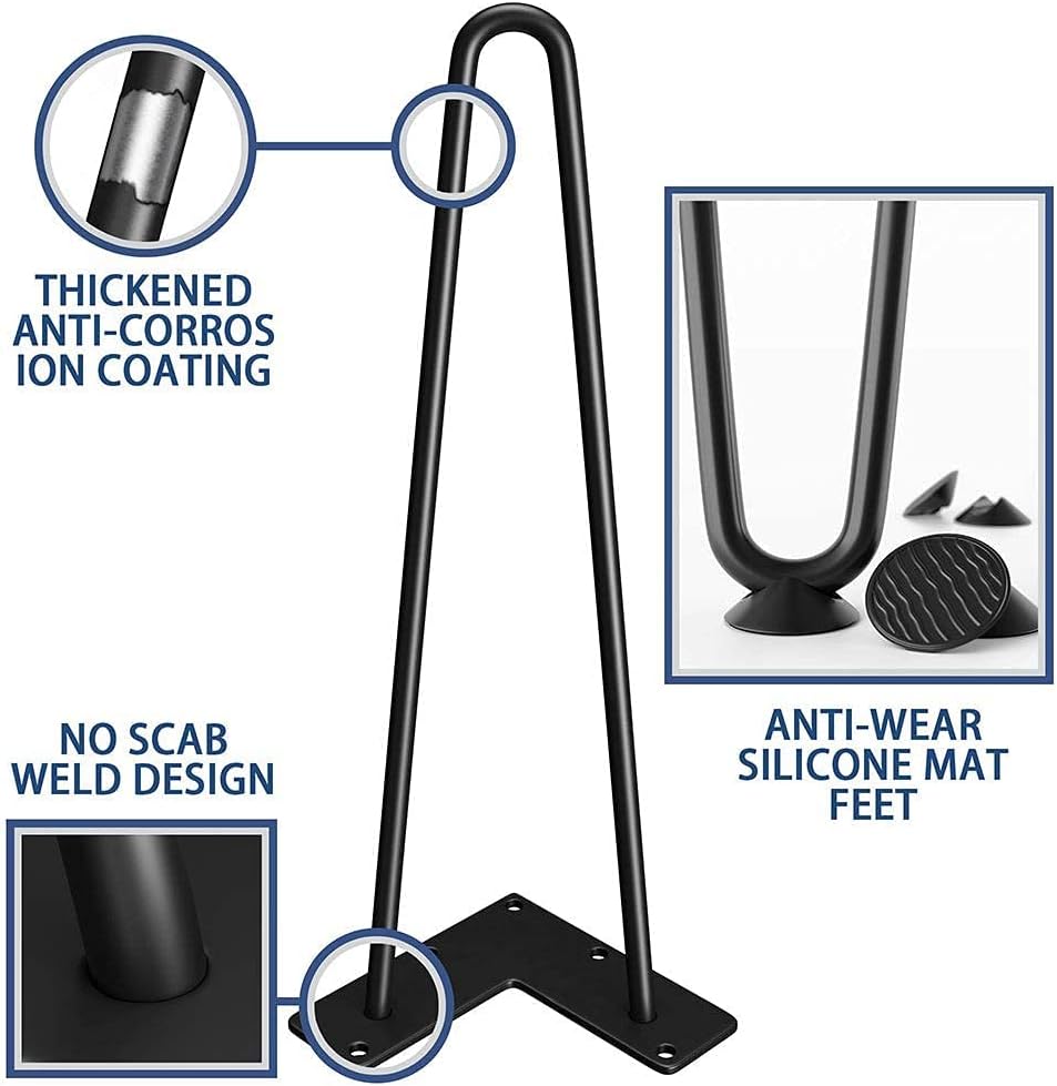 WINSOON 4er Set Haarnadel Tischbeine 40cm Metall Hairpin Legs DIY Tischbeine Möbelfüsse Tischkufen a