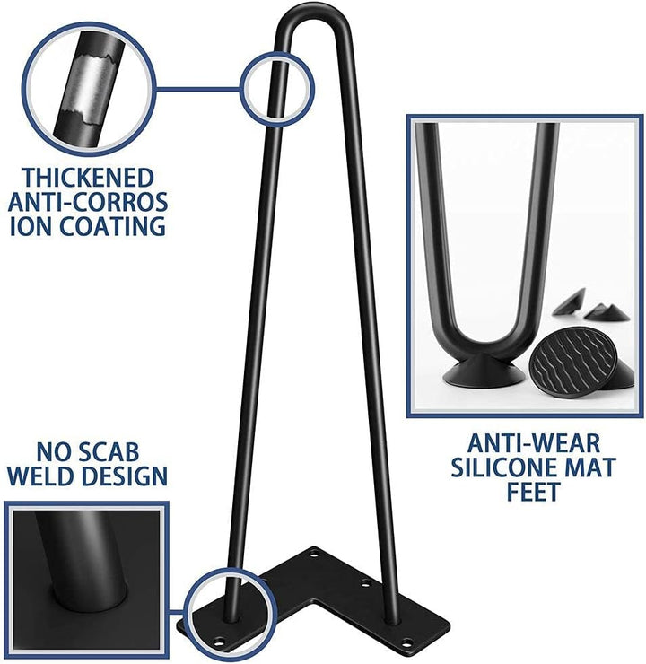 WINSOON 4er Set Haarnadel Tischbeine 40cm Metall Hairpin Legs DIY Tischbeine Möbelfüsse Tischkufen a