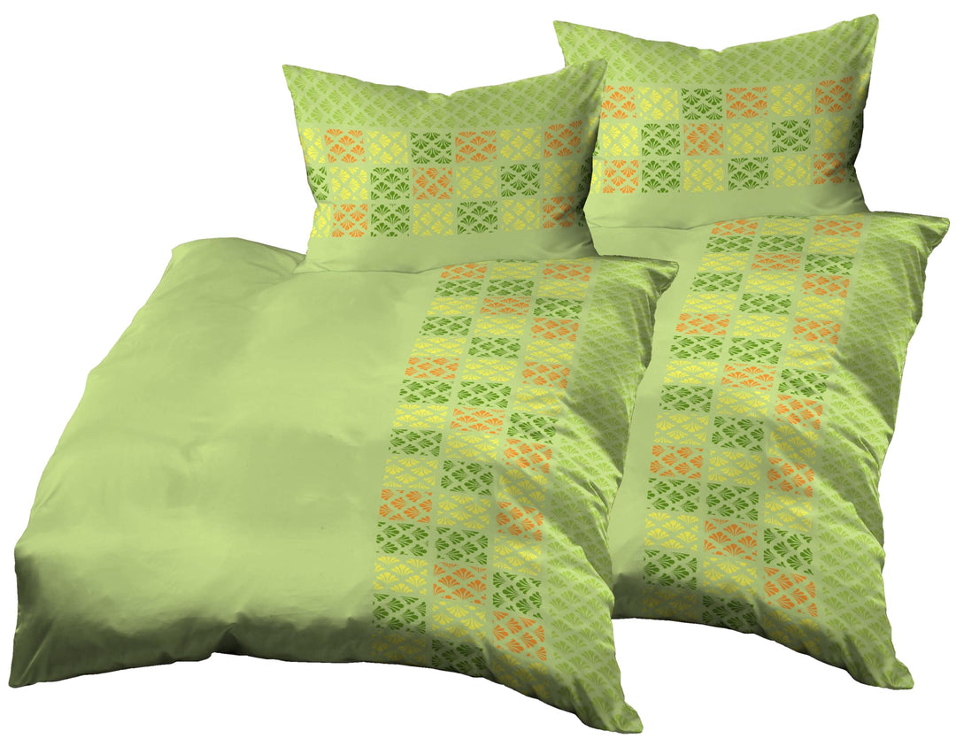 4teilig Bettwäsche-Set 2X 140x200 cm + 2X 70x90 cm, Mikrofaser, Kariert Hell Grün Hell Grün 2x 140x2