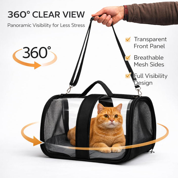 Blue Eyes Transportbox Katze Hund Faltbare Katzentransportbox Transparent Transporttasche für Hausti