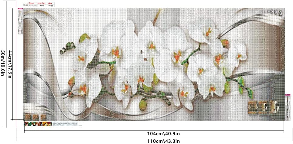 Diamantmalerei, Orchideen, grosse Bilder, 110 x 50 cm (innen 104 x 44 cm), Zahlenmalen, Orchideen, M