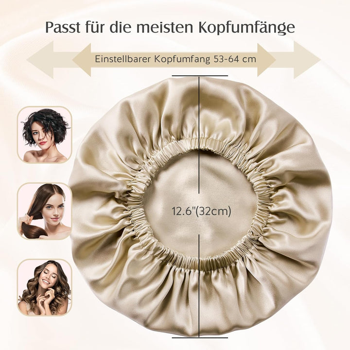 Umisleep Doppellagige 22 Momme 100% Maulbeerseide Schlafmütze für lockiges Haar, Atmungsaktive, Vers
