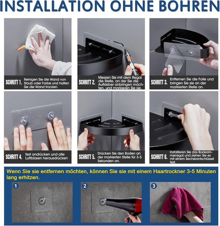 Duschablage Ohne Bohren Duschregal Ecke Badezimmer Organizer Badregal Duschkorb, Dusche eckregal mit