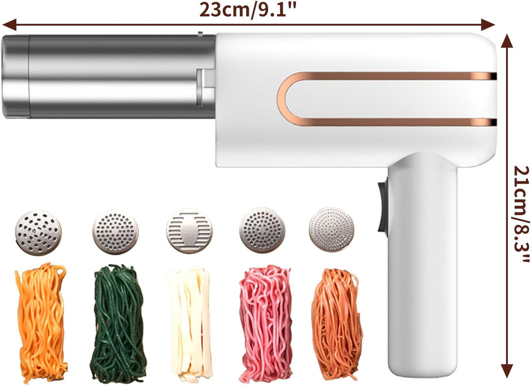 Elektrische Nudelmaschine Handheld, Handpresse mit 5 Modi, Tragbare Hand-Nudelmaschine für Haushalt,